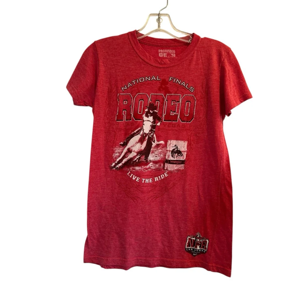 ProRodeo Gear NFR Tee Shirt Girls L Red National Finals Rodeo Vegas 2015 PRCA
